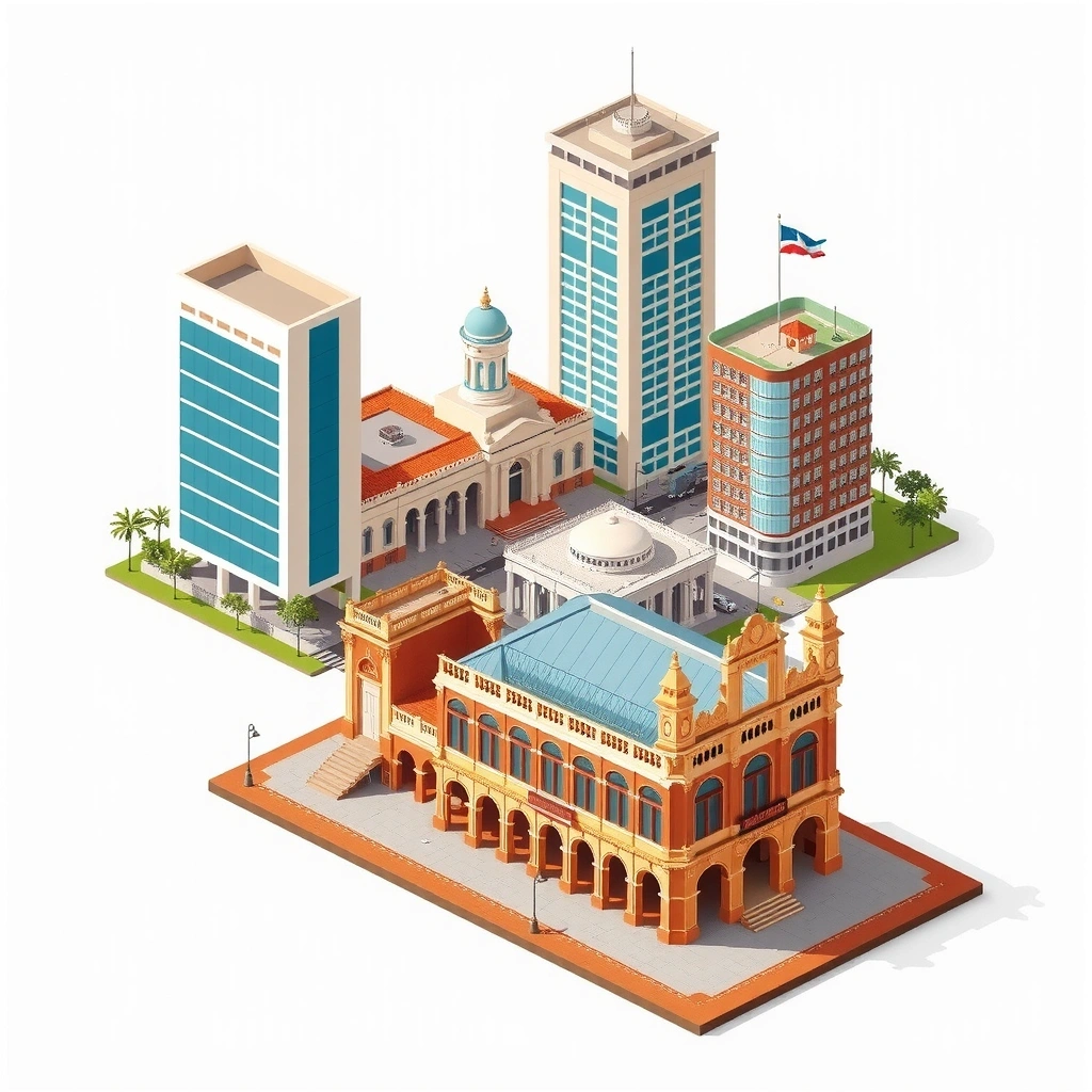 Manila historic downtown with heritage buildings and modern elements