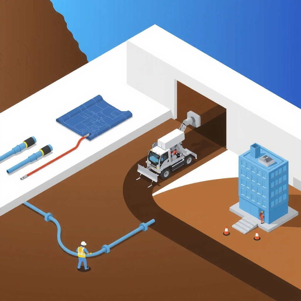 Underground utility installation with modern equipment
